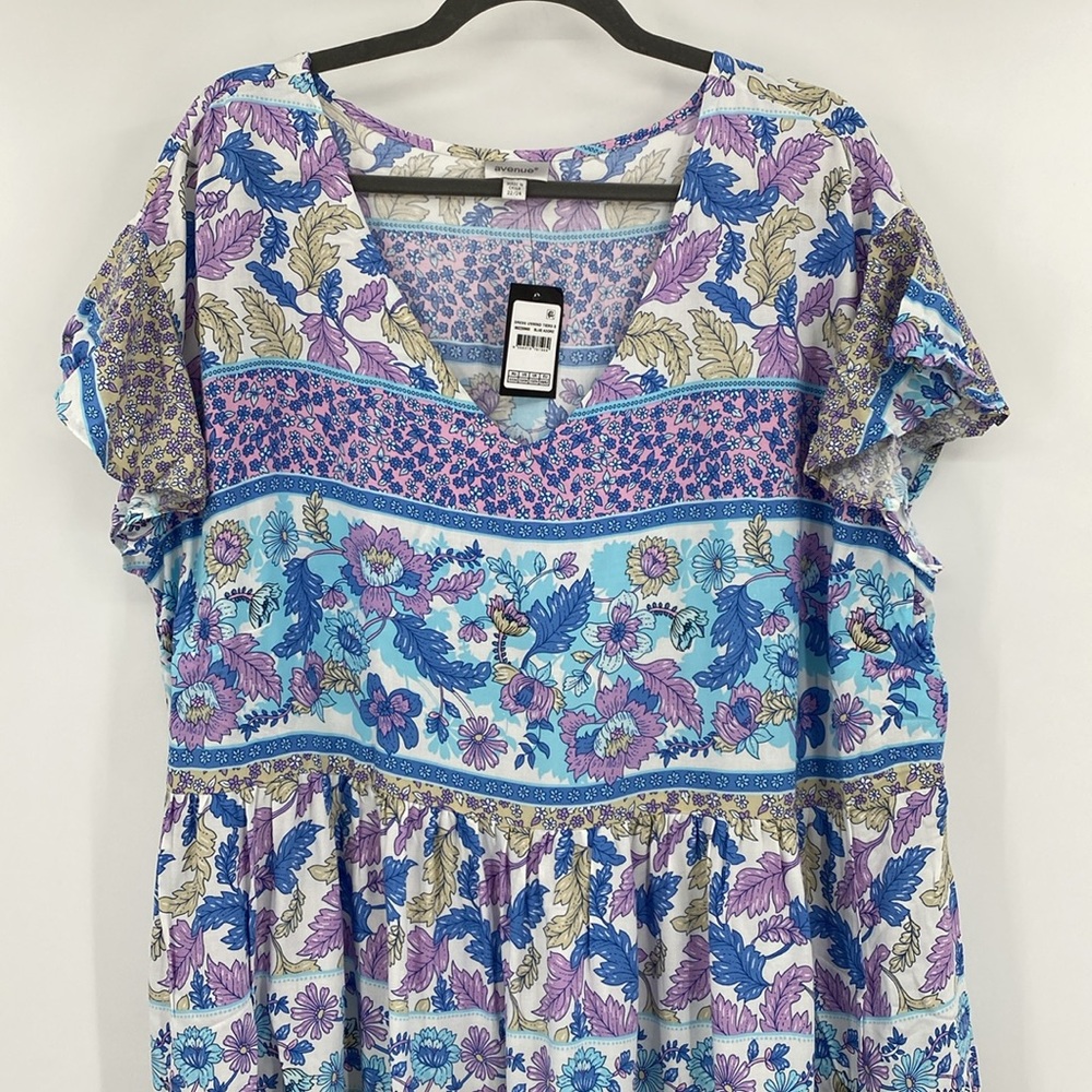 Avenue Blue and Purple Floral Midi Dress - Picture 2 of 8